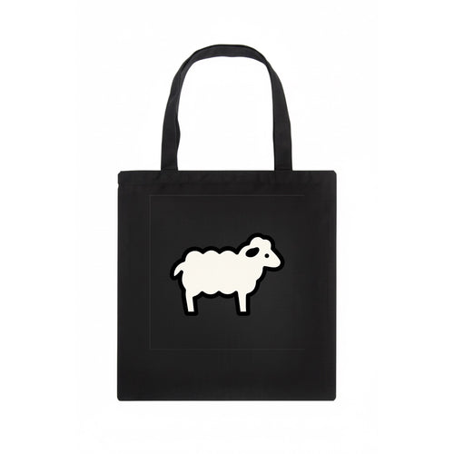 Sheep - White fluffy wool flat side profile - Tote Bag