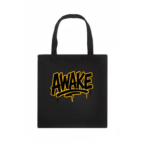 Bold typography design - AWAKE - conscious, aware, alert - Tote Bag