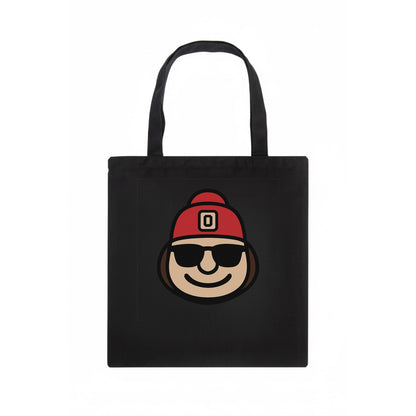 Columbus Brutus wearing Ohio State beanie with Block O patch - Tote Bag - dark