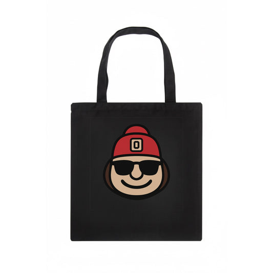 Columbus Brutus wearing Ohio State beanie with Block O patch - Tote Bag - dark