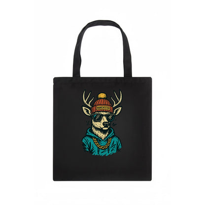 New Hampshire White-tailed Deer wearing Manchester beanie with pom pom and wayfarer - Tote Bag - dark