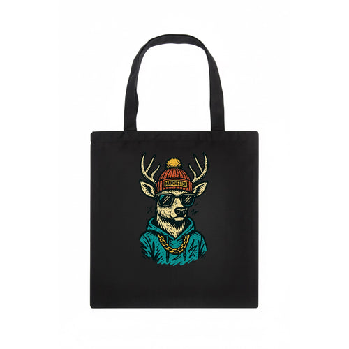 New Hampshire White-tailed Deer wearing Manchester beanie with pom pom and wayfarer - Tote Bag