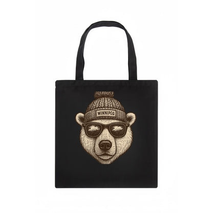 Winnipeg Polar Bear wearing Winnipeg beanie with pom pom and wayfarer sunglasses - Tote Bag - dark