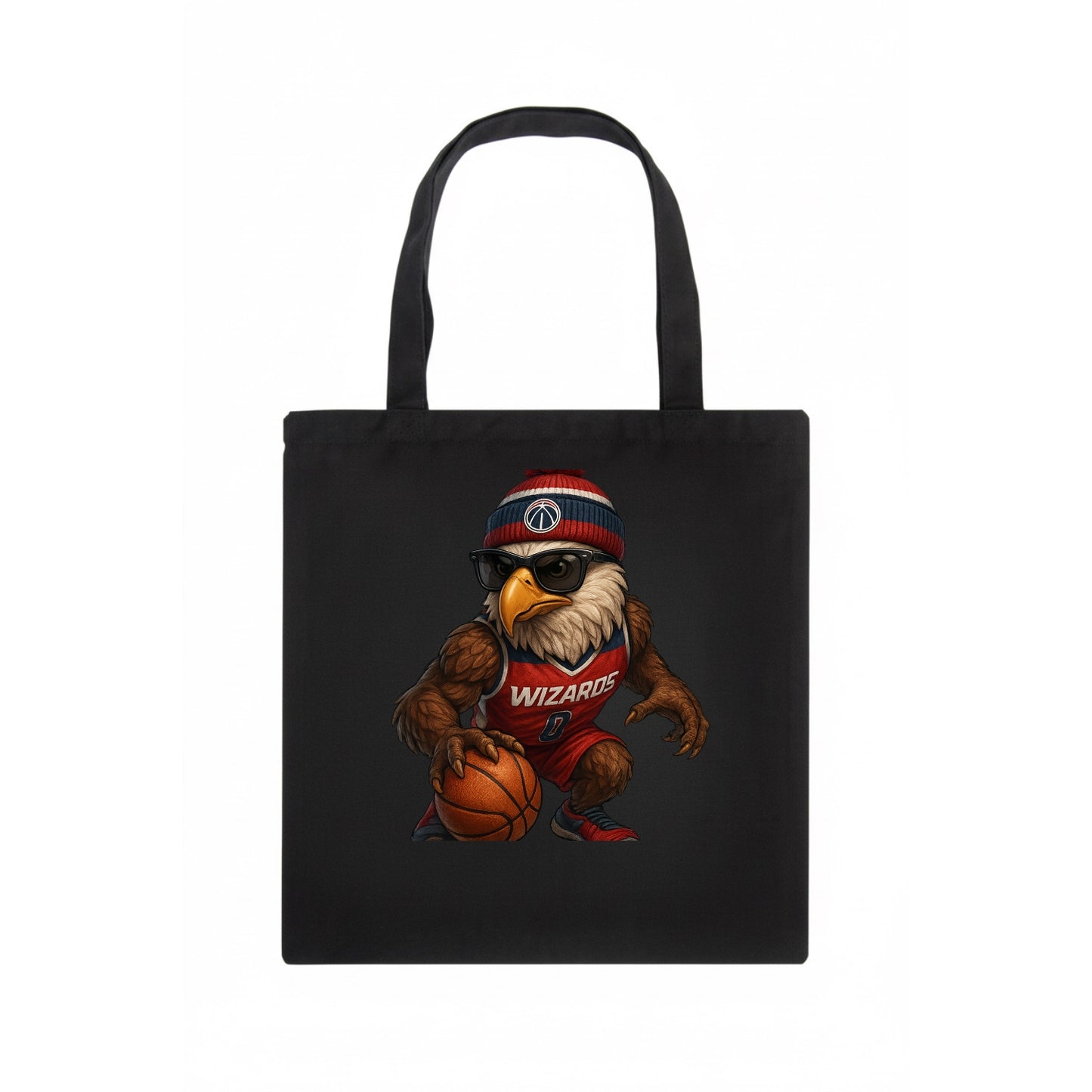 DC Eagle wearing Wizards red white and blue beanie with monument patch and wayfarer - Tote Bag - dark