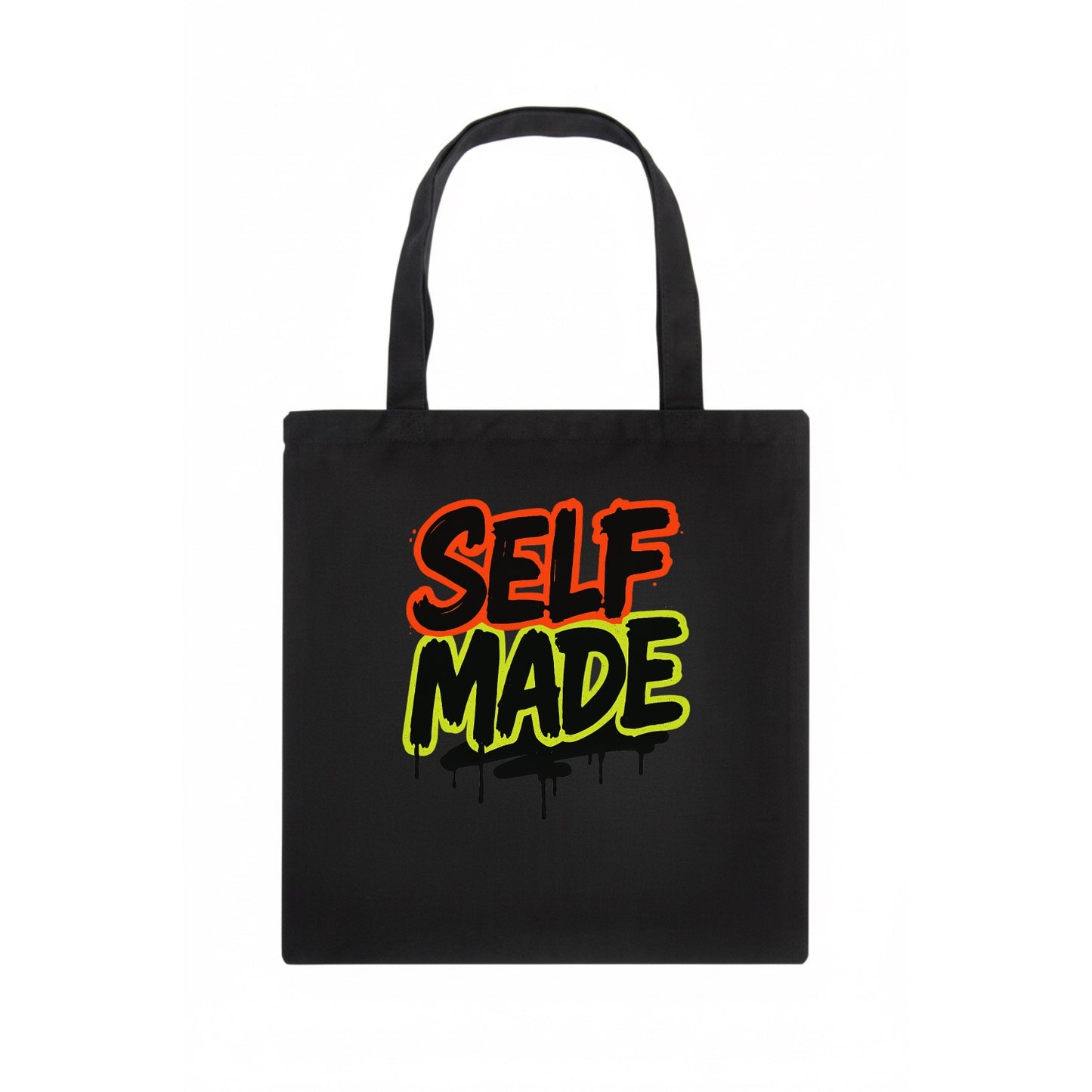 Bold typography design - "SELF MADE" - built from nothing, earned success - Tote Bag - dark