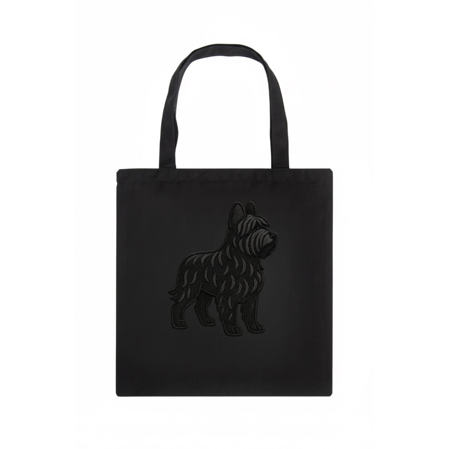 Briard - Black wavy coat embroidered herding pose - Tote Bag - dark