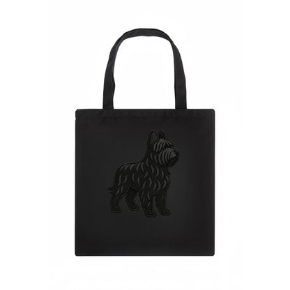 Briard - Black wavy coat embroidered herding pose - Tote Bag - dark