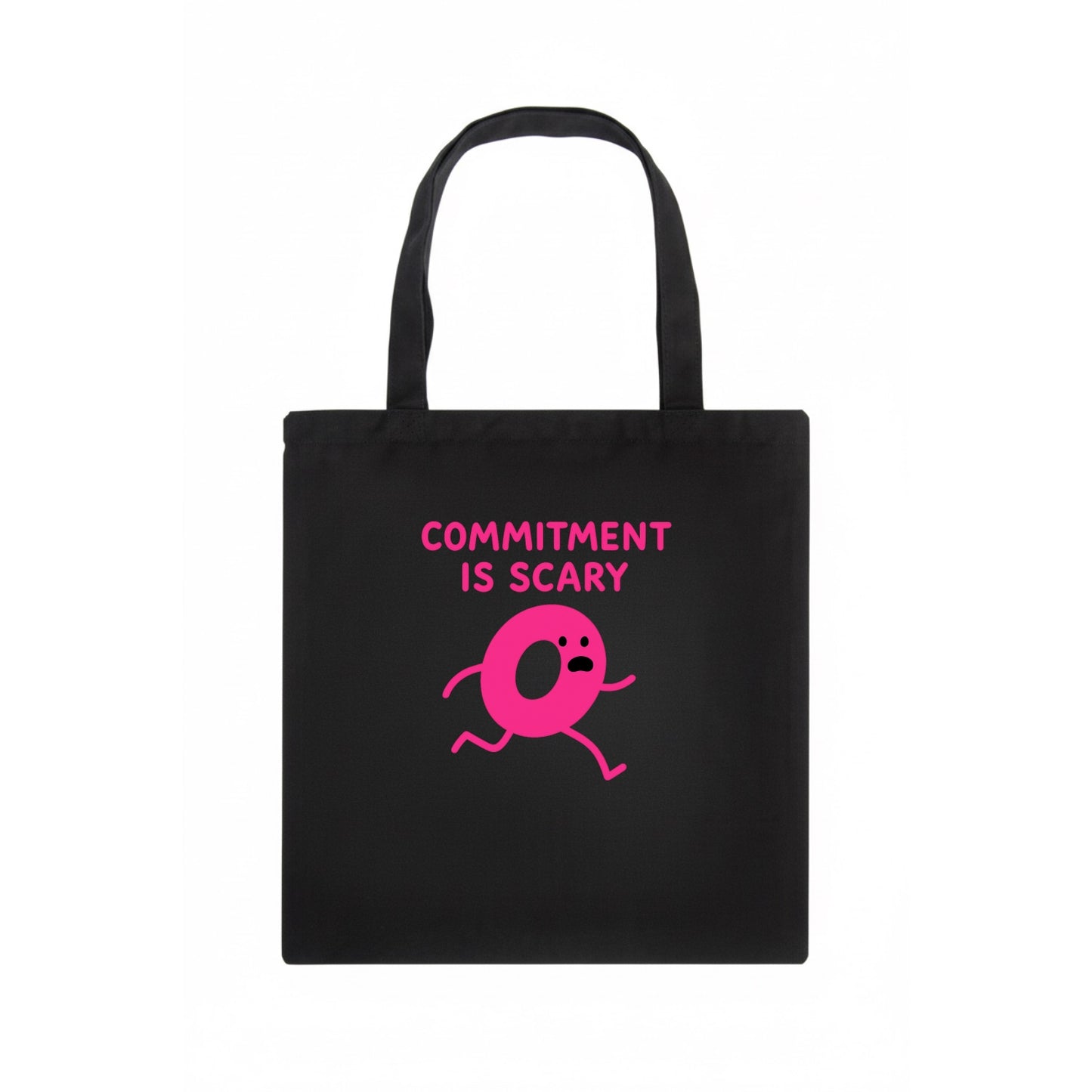 COMMITMENT IS SCARY | Terrified ring running away - Tote Bag - dark