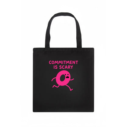 COMMITMENT IS SCARY | Terrified ring running away - Tote Bag - dark