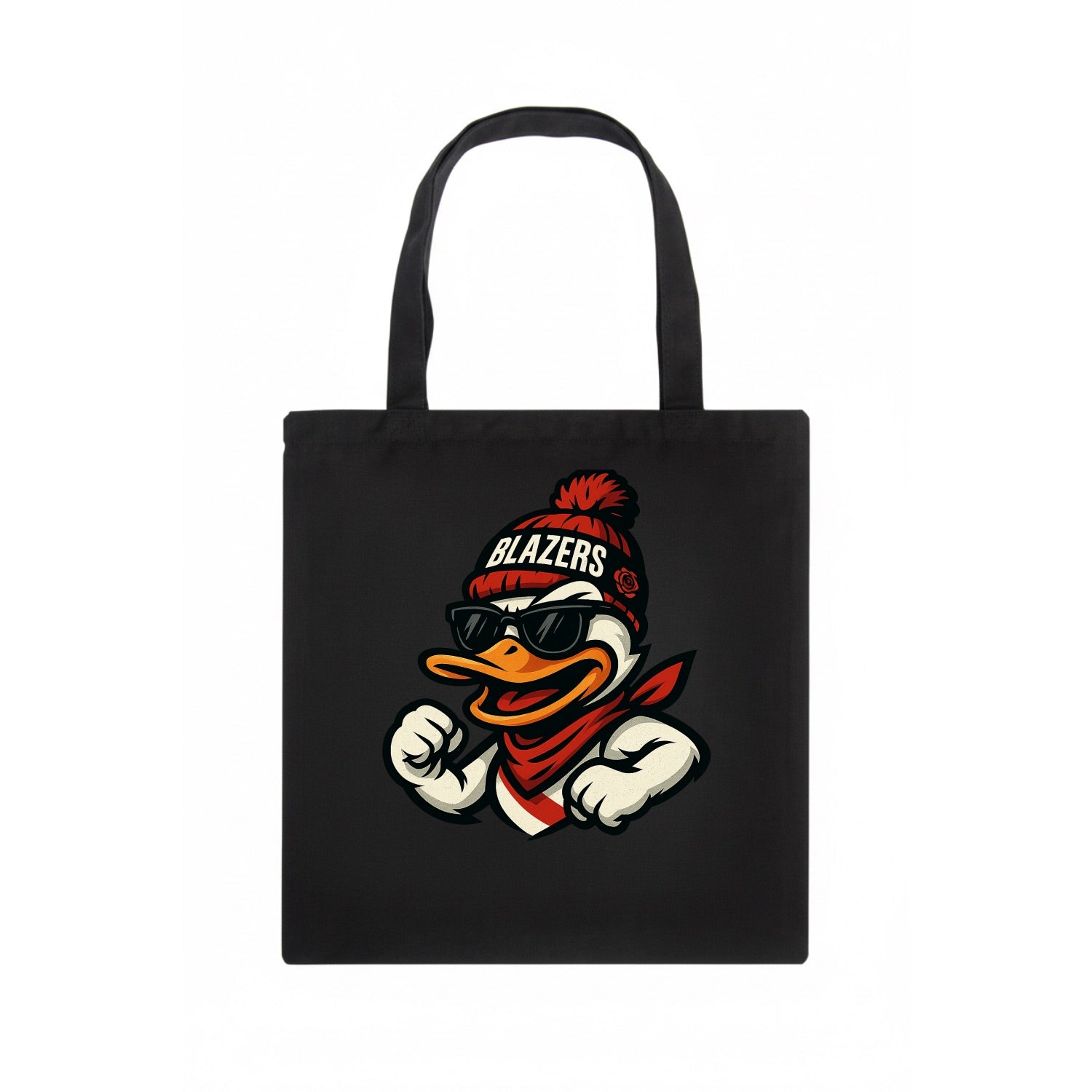 Oregon Duck wearing Trail Blazers beanie with rose patch and wayfarer sunglasses - Tote Bag - dark