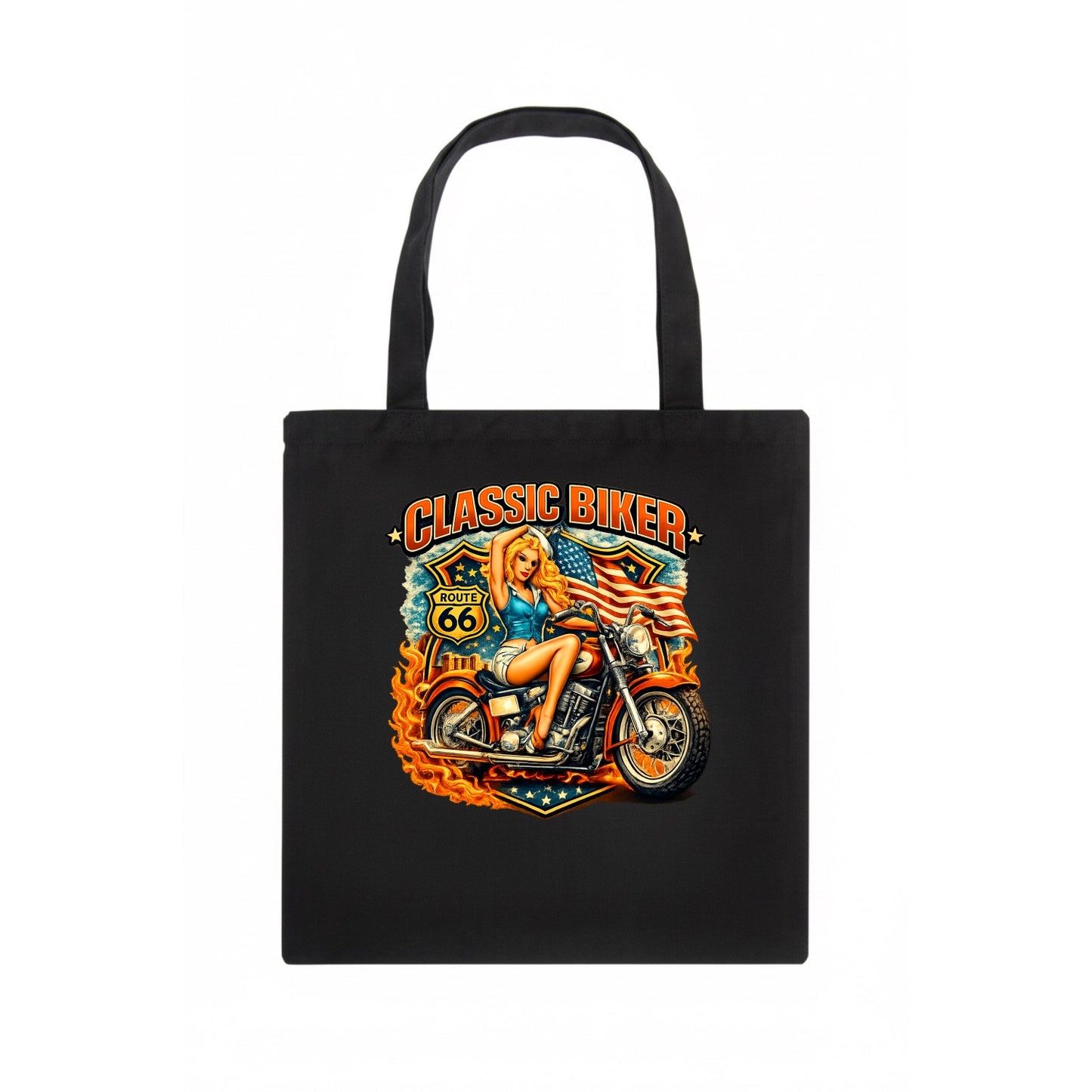 Classic Pinup Biker - Tote Bag - dark