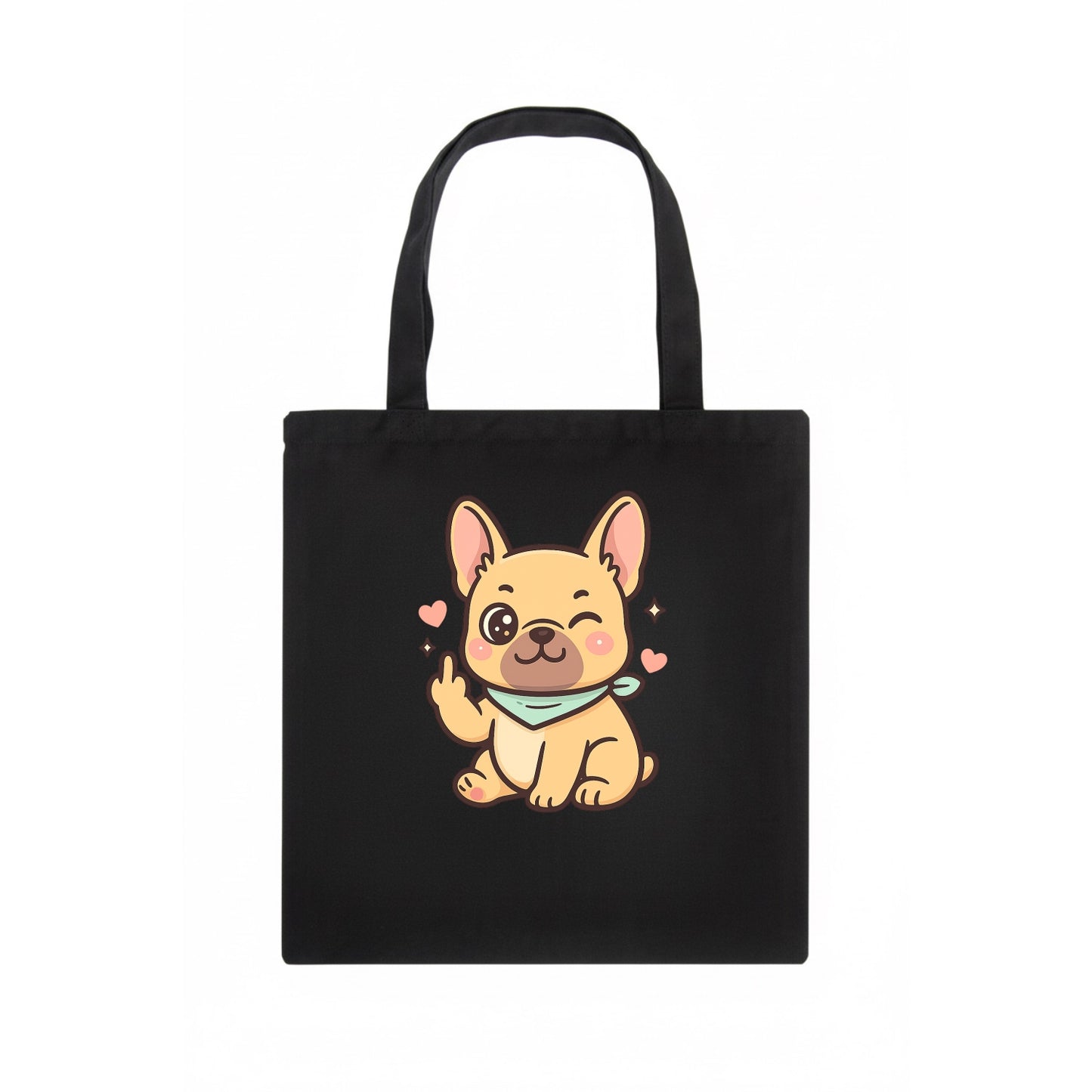 French Bulldog sitting with bat ears up, strong paw with sass - Tote Bag - dark