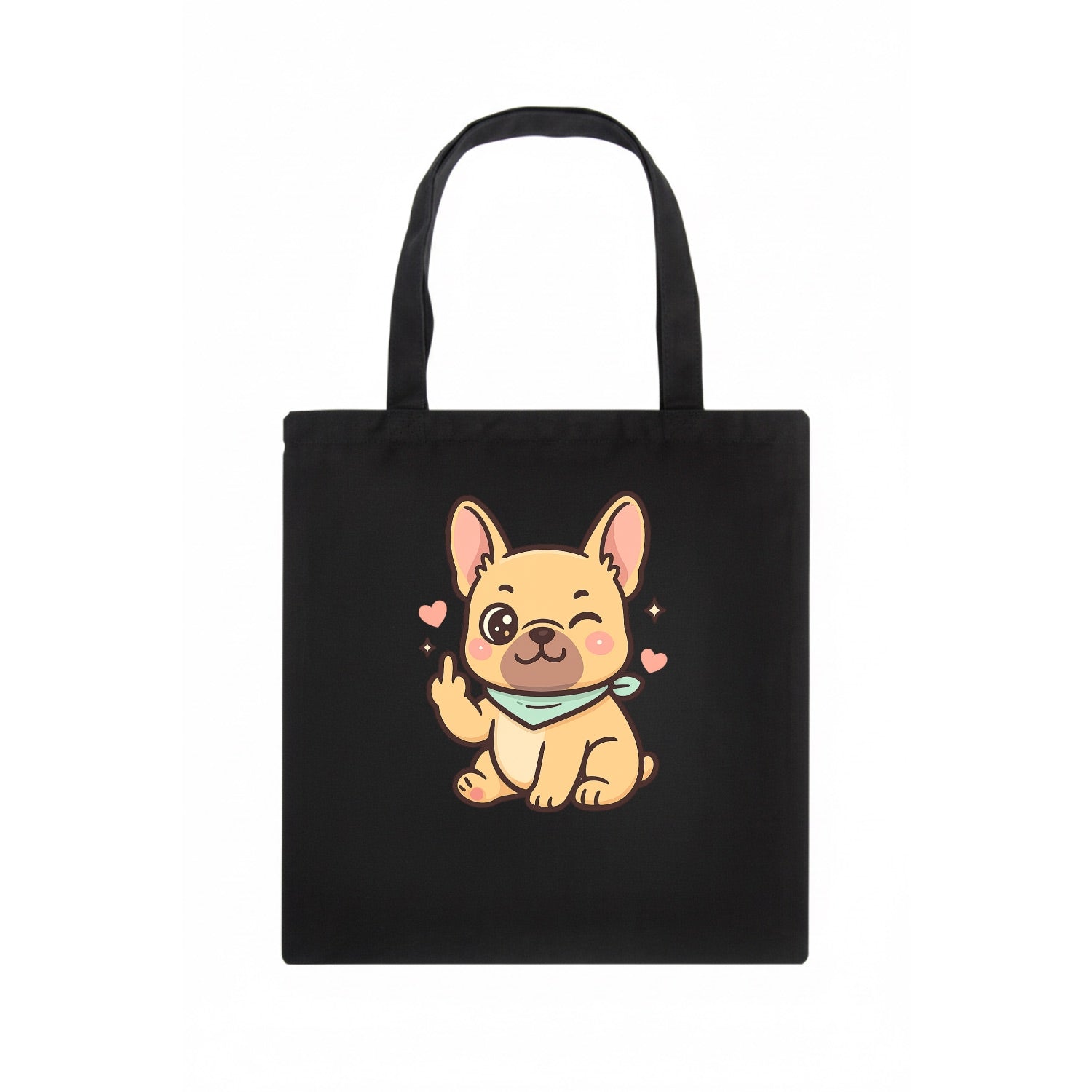French Bulldog sitting with bat ears up, strong paw with sass - Tote Bag - dark