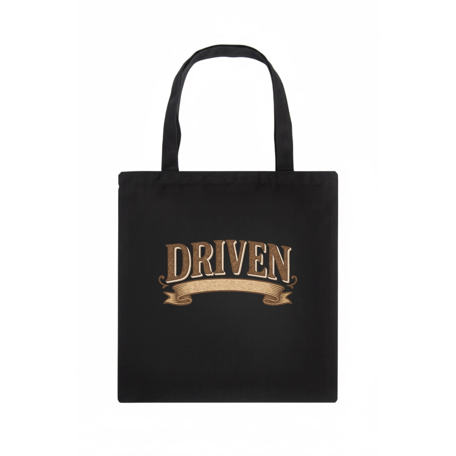 Bold typography design - "DRIVEN" - motivated, focused on goals - Tote Bag - dark