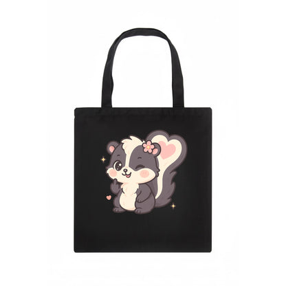 fluffy skunk with heart-shaped tail pattern, one paw up showing sass - Tote Bag - dark
