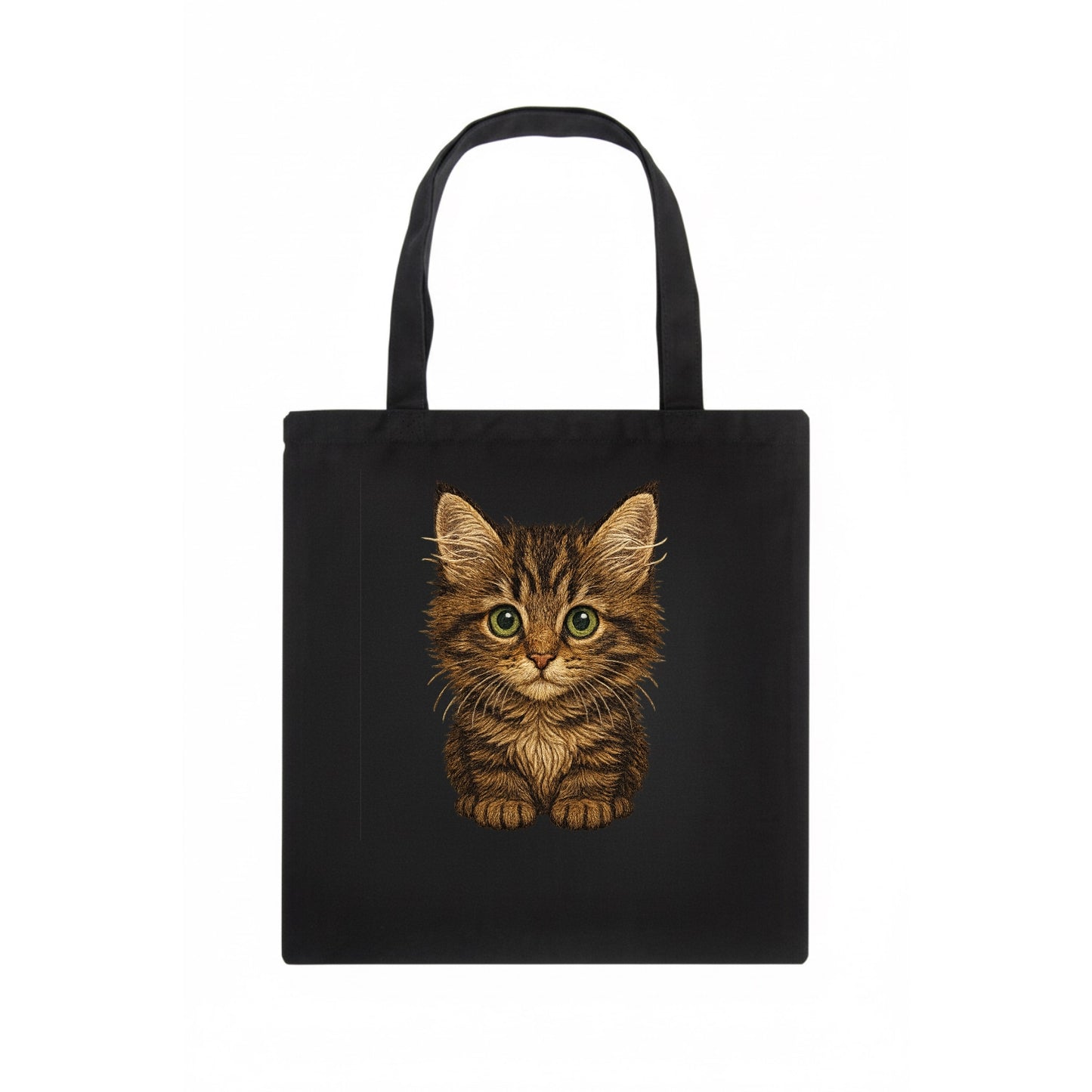 Baby Maine Coon Kitten - large fluffy tabby, tufted ears, big green eyes, lynx-like, - Tote Bag - dark