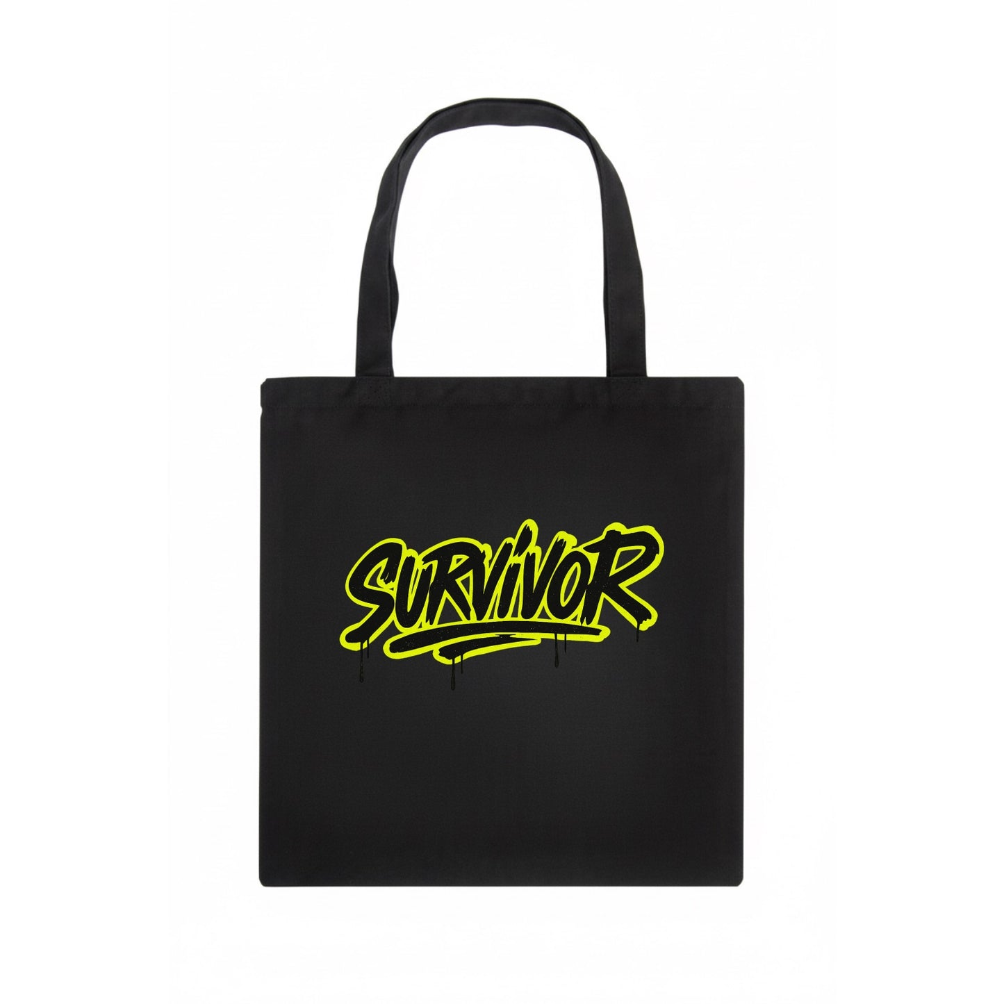 Bold typography design - "SURVIVOR" - overcomer, still standing, made it through - Tote Bag - dark