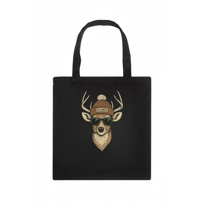 Ohio White-tailed Deer wearing Columbus beanie with pom pom and wayfarer sunglasses - Tote Bag - dark