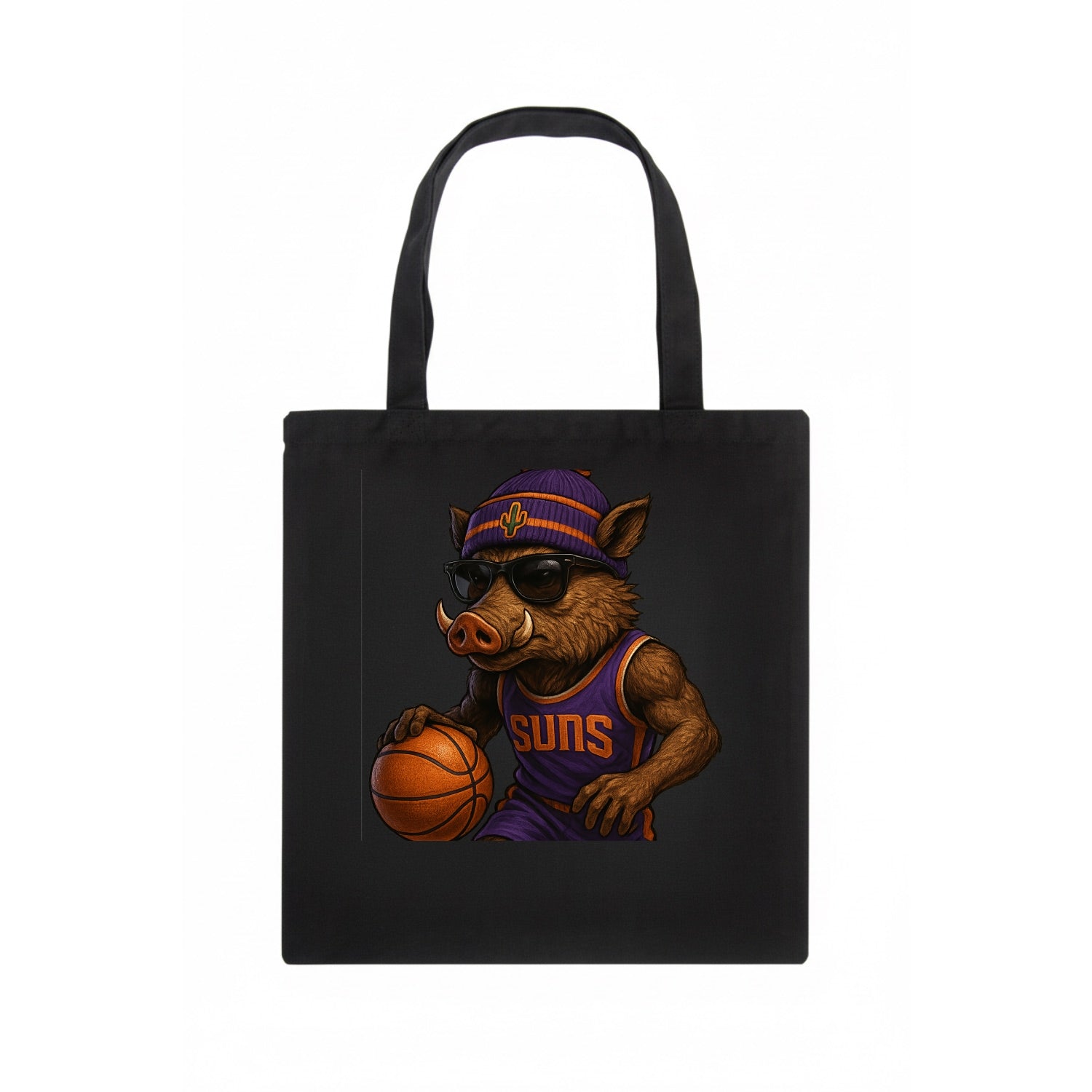 Phoenix Javelina wearing Suns beanie with cactus patch and wayfarer sunglasses - Tote Bag - dark