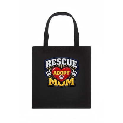 RESCUE MOM - heart with ADOPT text in red , shelter advocate - Tote Bag - dark