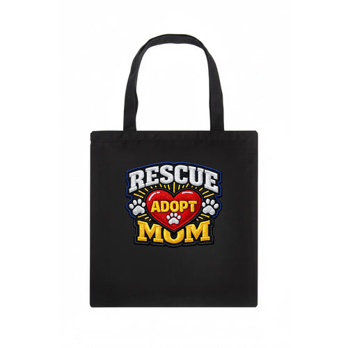 RESCUE MOM - heart with ADOPT text in red , shelter advocate - Tote Bag