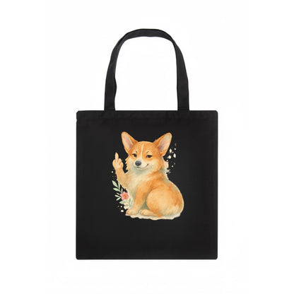 Corgi short legs and fluffy butt, one stubby paw up with sass - Tote Bag - dark