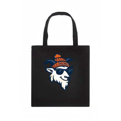 Denver Mountain Goat wearing Broncos beanie with Mile High patch and wayfarer sunglasses - Tote Bag - dark