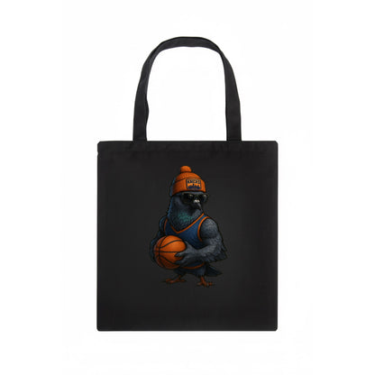 Manhattan Pigeon wearing Knicks beanie with skyline patch and wayfarer sunglasses - Tote Bag - dark