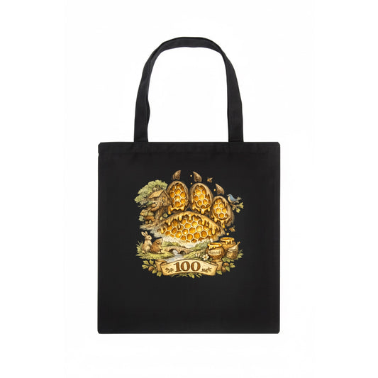 HONEY PAW | Bear paw print filled with honeycomb | Sticky evidence | Forest treasure - Tote Bag - dark