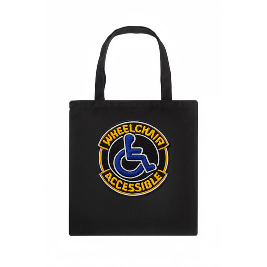 WHEELCHAIR ACCESSIBLE - accessibility symbol in blue , inclusion - Tote Bag - dark