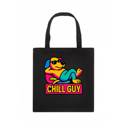 Super relaxed dog character lounging unbothered - "Chill Guy" meme energy, laid back - Tote Bag - dark