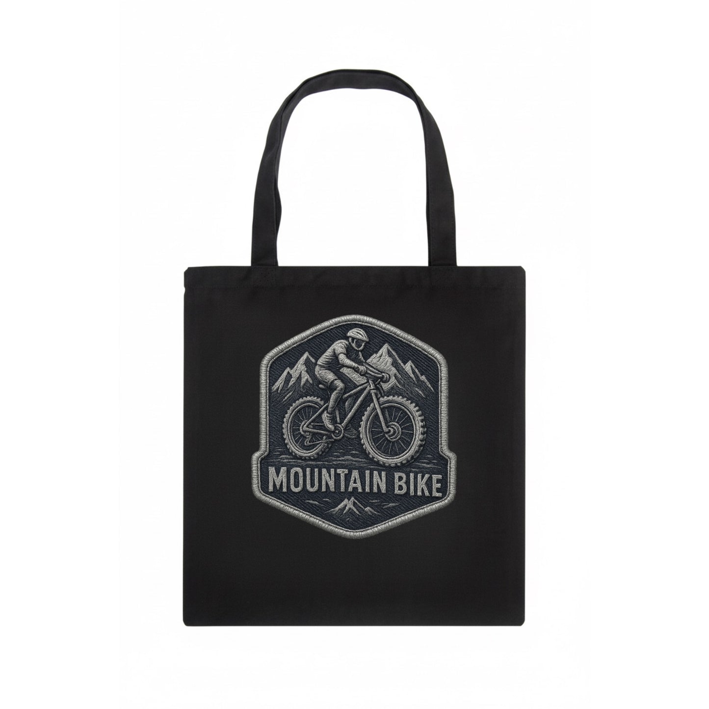 Mountain bike with rugged tires - cyclist badge - Tote Bag - dark