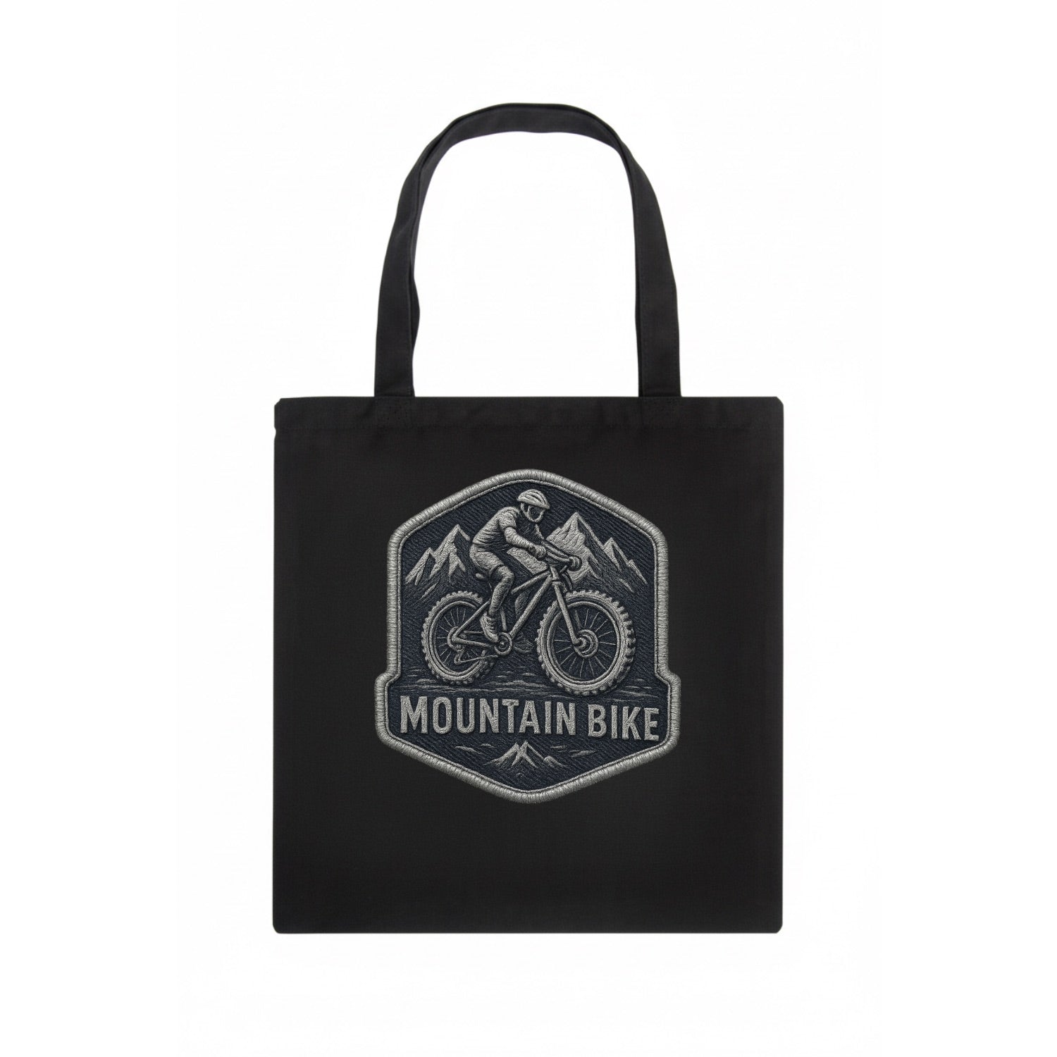 Mountain bike with rugged tires - cyclist badge - Tote Bag - dark