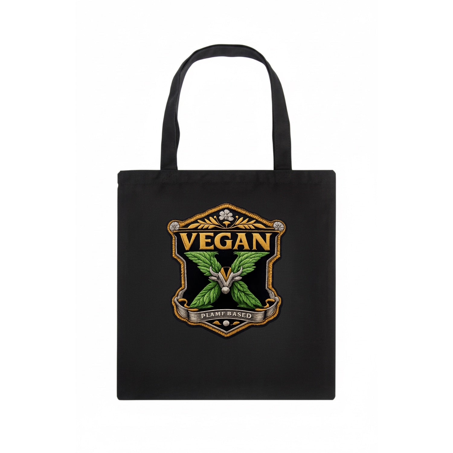 VEGAN X - plant-based symbol in green , animal rights - Tote Bag - dark