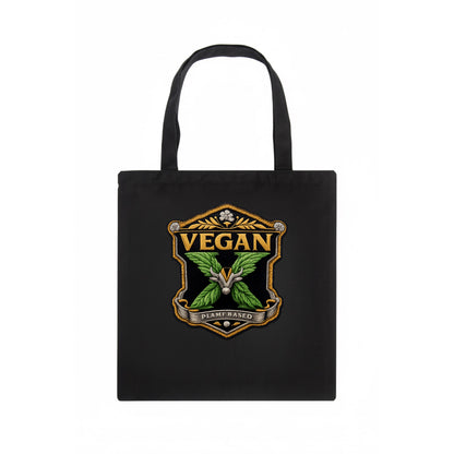 VEGAN X - plant-based symbol in green , animal rights - Tote Bag - dark