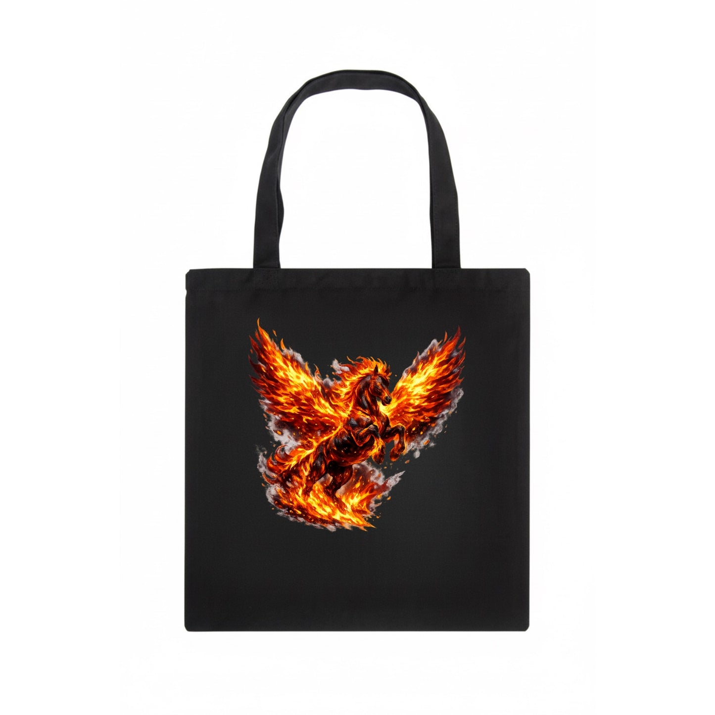 PHOENIX FIRE HORSE | Horse emerging from flames like phoenix | Rebirth transformation | - Tote Bag - dark