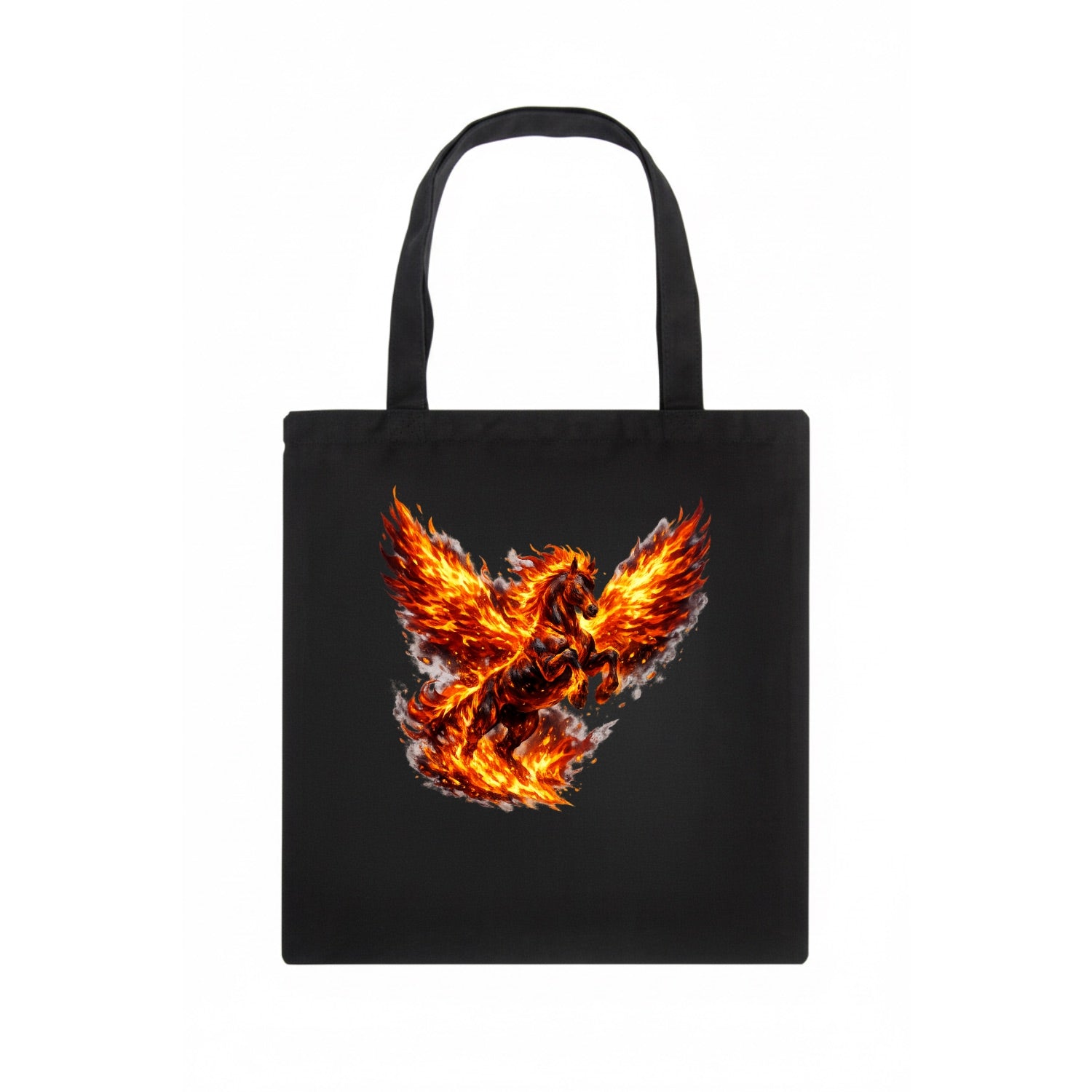 PHOENIX FIRE HORSE | Horse emerging from flames like phoenix | Rebirth transformation | - Tote Bag - dark