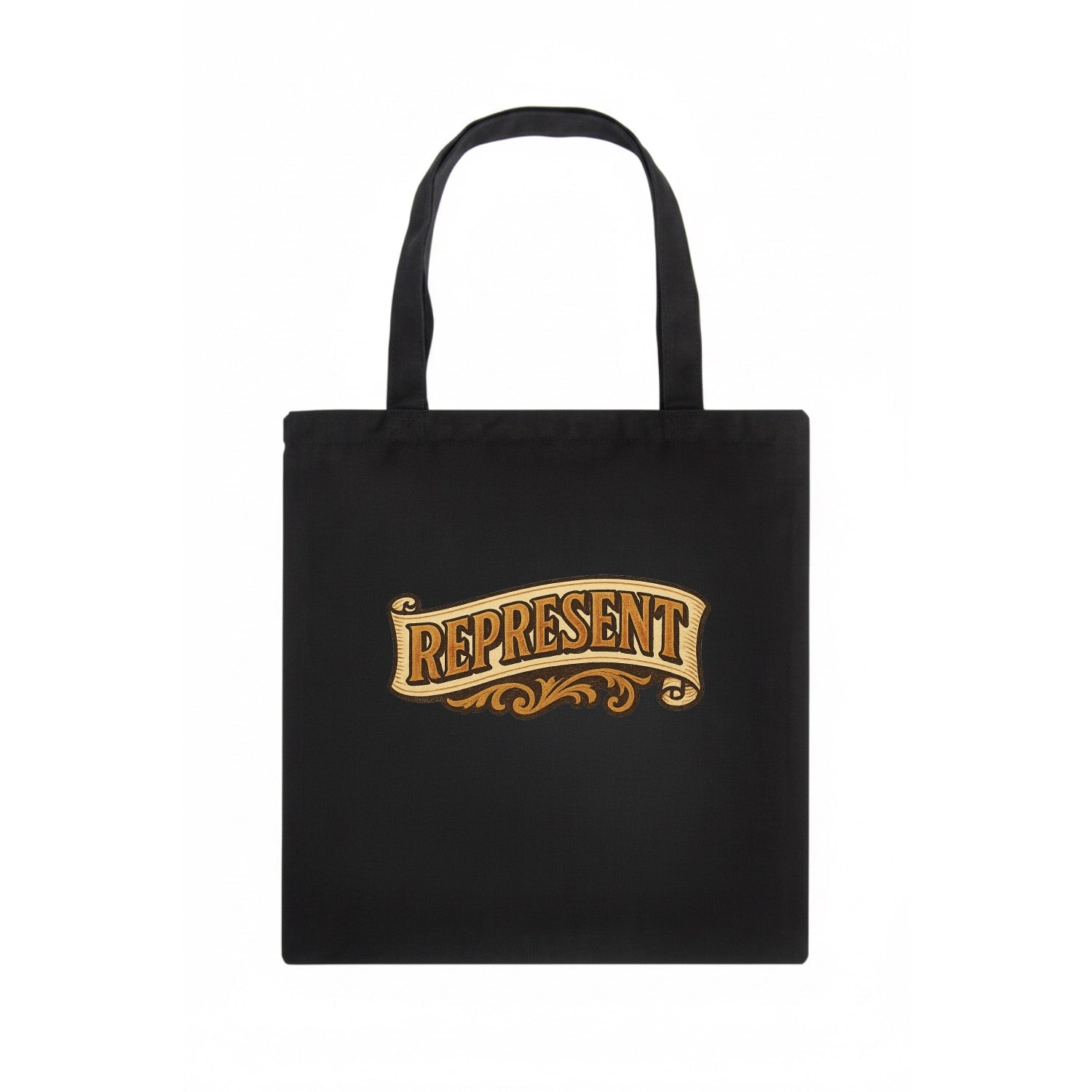 Bold typography design - "REPRESENT" - showing where you from - Tote Bag - dark