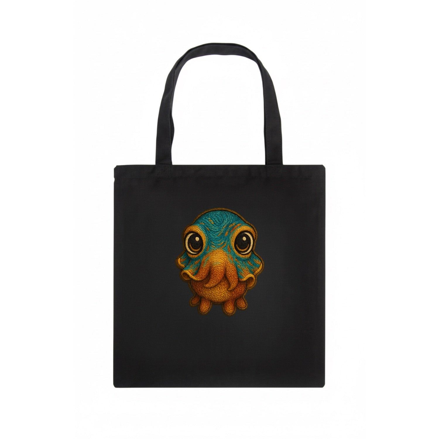 Baby Cuttlefish - color-changing skin, W-shaped pupil, front-facing, hypnotic cute - Tote Bag - dark