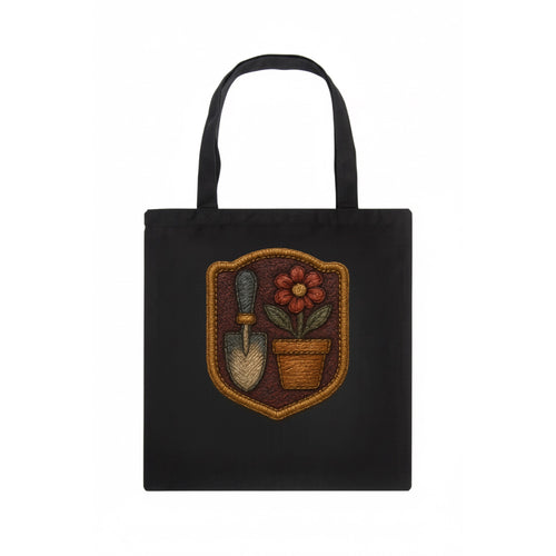 Garden trowel with flower pot - gardener badge - Tote Bag