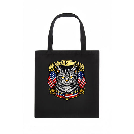AMERICAN SHORTHAIR - classic american cat in silver tabby , all-American cat - Tote Bag - dark