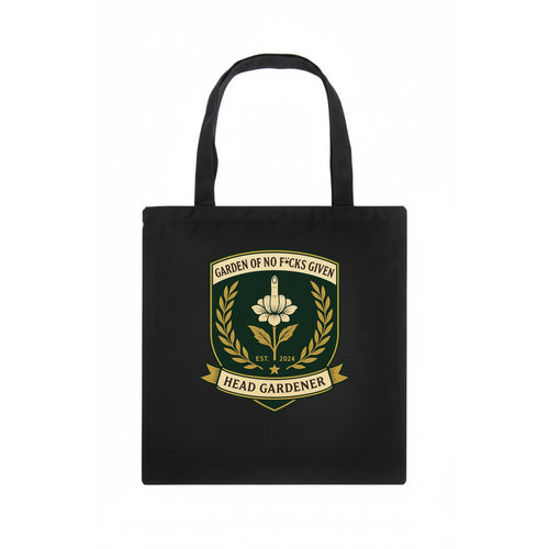 Shield with middle finger flower - Garden of No F*cks Given - Head Gardener - classy - Tote Bag