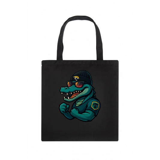Jacksonville Alligator wearing Jaguars beanie with swamp patch and wayfarer sunglasses - Tote Bag - dark