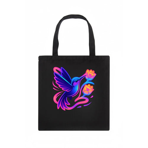 Hummingbird delivering miniature love letters tucked inside flower envelopes - Tote Bag
