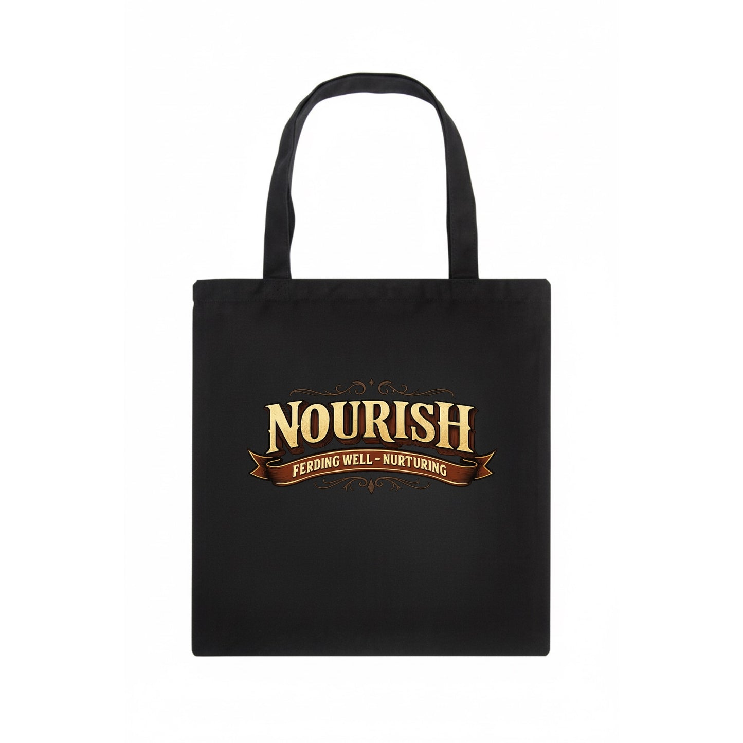 Bold typography design - "NOURISH" - feeding well, nurturing - Tote Bag - dark