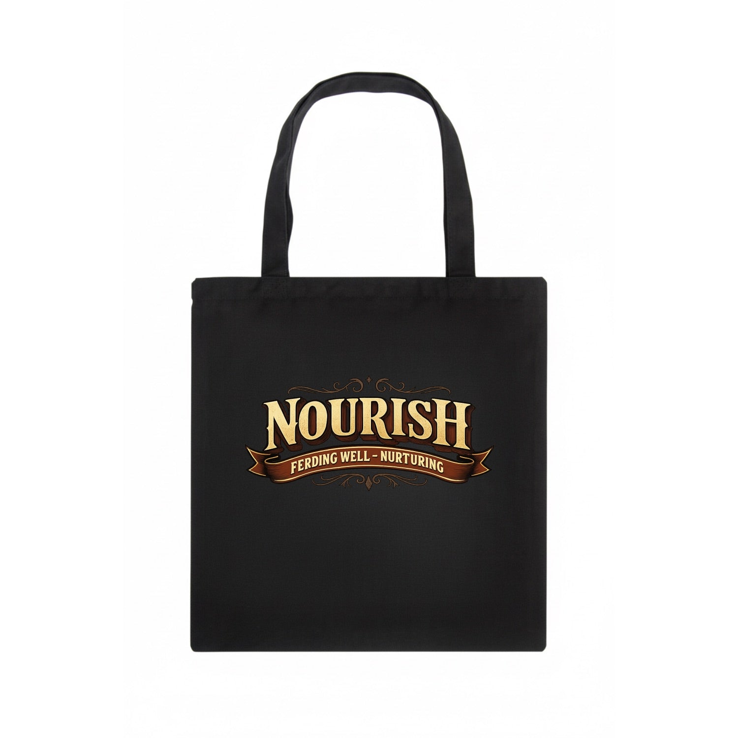 Bold typography design - "NOURISH" - feeding well, nurturing - Tote Bag - dark