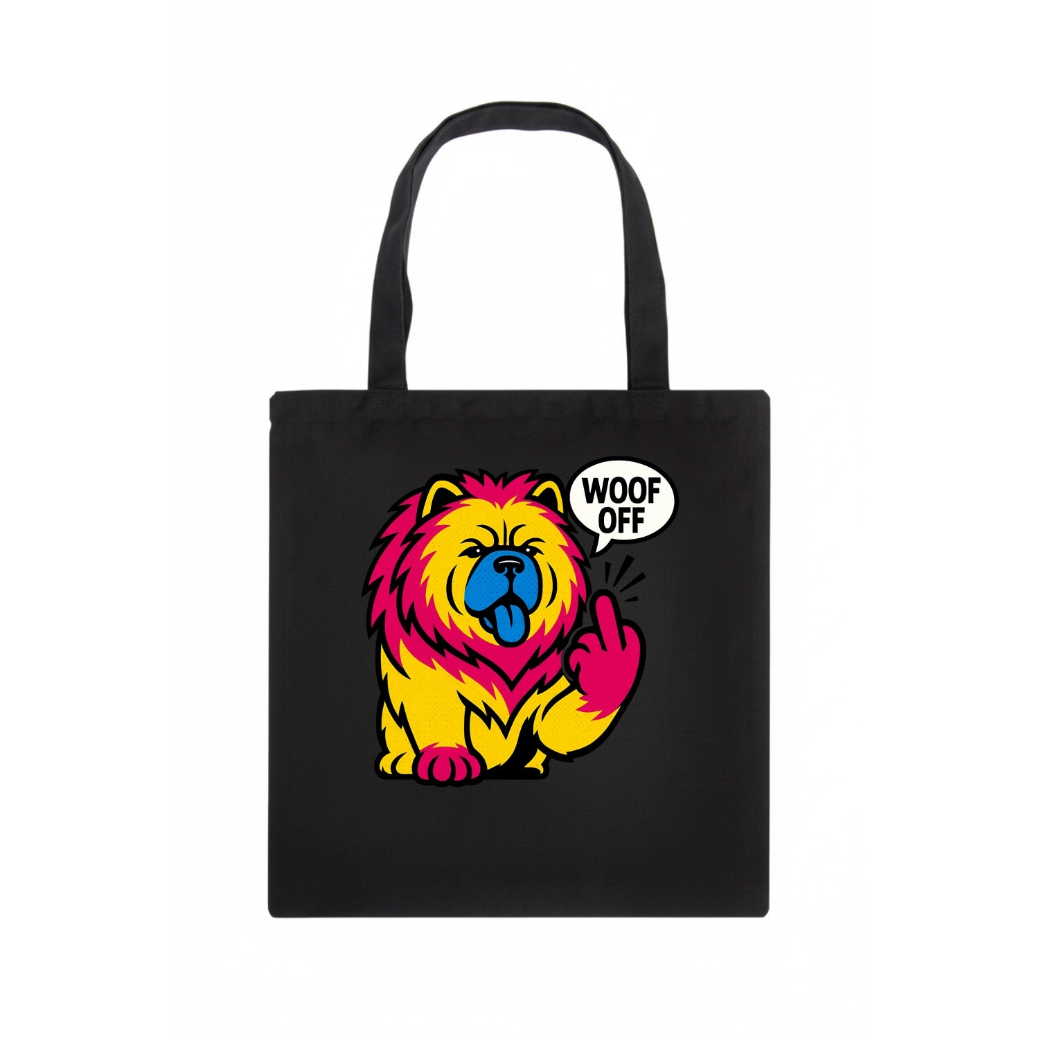 Chow Chow with lion mane and blue-black tongue, fluffy dignified paw up with sass - Tote Bag - dark