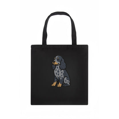 English Cocker Spaniel - Blue roan embroidered sitting pose - Tote Bag - dark