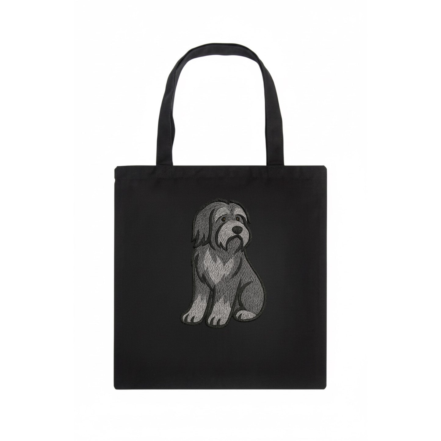 Bearded Collie - Gray shaggy coat embroidered pose - Tote Bag - dark