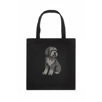 Bearded Collie - Gray shaggy coat embroidered pose - Tote Bag - dark